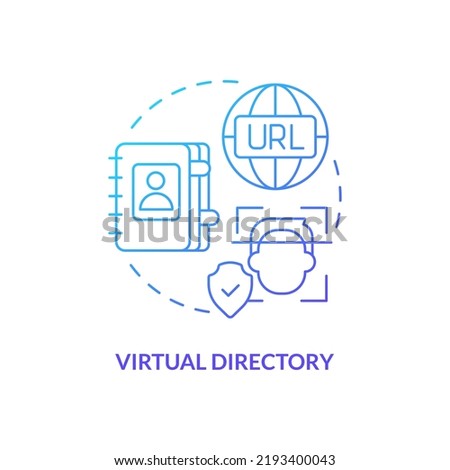 Virtual directory blue gradient concept icon. Directory service abstract idea thin line illustration. Middleware application. Remote server. Isolated outline drawing. Myriad Pro-Bold font used
