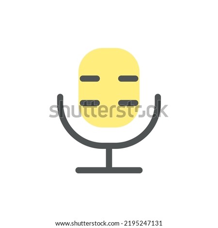 Microphone flat color ui icon. Audio recording equipment. Video editor instrument. Voice over tool. Simple filled element for mobile app. Colorful solid pictogram. Vector isolated RGB illustration