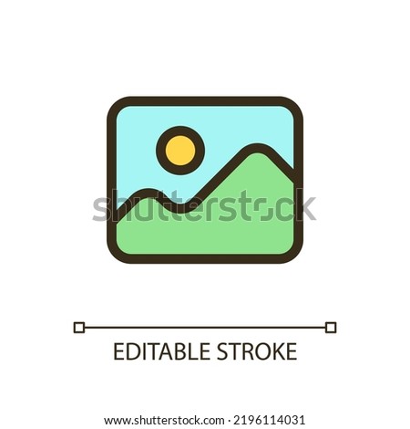 Image pixel perfect RGB color ui icon. Visual content. Digital photo gallery. Simple filled line element. GUI, UX design for mobile app. Vector isolated pictogram. Editable stroke. Arial font used