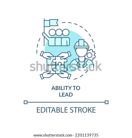 Ability to lead turquoise concept icon. Characteristic of good housing developer abstract idea thin line illustration. Isolated outline drawing. Editable stroke. Arial, Myriad Pro-Bold fonts used