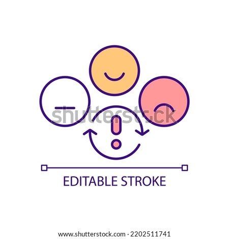 Emotional changes RGB color icon. Bipolar disorder. Mood swings. Health condition. Isolated vector illustration. Bipolar mood episodes. Simple filled line drawing. Editable stroke. Arial font used