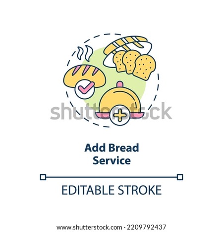 Add bread service concept icon. Improving customer satisfaction abstract idea thin line illustration. Beginning of meal. Isolated outline drawing. Editable stroke. Arial, Myriad Pro-Bold fonts used