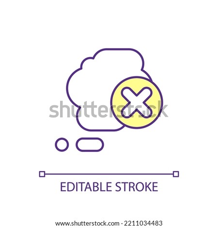 Stop thinking RGB color icon. Avoid distractions. Concentration and focus. Pensive bubble. Isolated vector illustration. Simple filled line drawing. Editable stroke. Arial font used