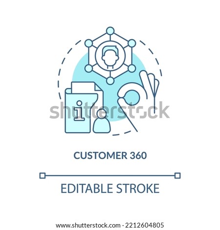 Master customer record turquoise concept icon. Single customer view. User database abstract idea thin line illustration. Isolated outline drawing. Editable stroke. Arial, Myriad Pro-Bold fonts used