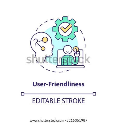 User-friendliness concept icon. Simple software for using. Understandable interface abstract idea thin line illustration. Isolated outline drawing. Editable stroke. Arial, Myriad Pro-Bold fonts used