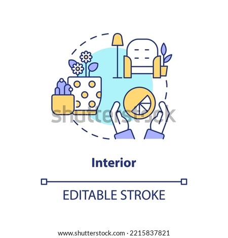 Interior concept icon. Visual sense in retail experience abstract idea thin line illustration. Encourage customers to stay. Isolated outline drawing. Editable stroke. Arial, Myriad Pro-Bold fonts used