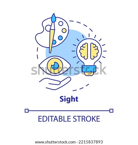 Sight concept icon. Sensory receptor in advertising abstract idea thin line illustration. Well-designed logo. Color scheme. Isolated outline drawing. Editable stroke. Arial, Myriad Pro-Bold fonts used