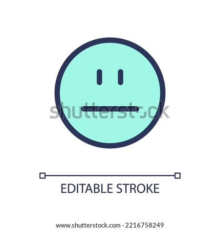 Neutral emoji pixel perfect RGB color ui icon. Emotional expression. Indifferent. Simple filled line element. GUI, UX design for mobile app. Vector isolated pictogram. Editable stroke. Arial font used