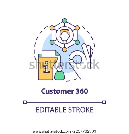 Master customer record concept icon. Collecting all client personal information abstract idea thin line illustration. Isolated outline drawing. Editable stroke. Arial, Myriad Pro-Bold fonts used