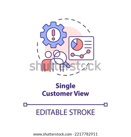 Single customer view concept icon. Collect user personal data. Unified client record abstract idea thin line illustration. Isolated outline drawing. Editable stroke. Arial, Myriad Pro-Bold fonts used