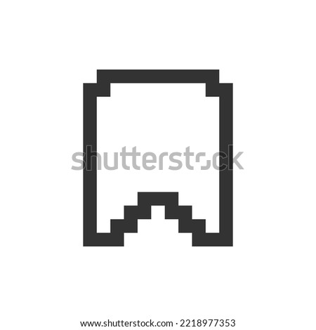 Add bookmark pixelated ui icon. Saving webpage. Reading list. Ebook reader. Highlighting. Editable 8bit graphic element. Outline isolated vector user interface image for web, mobile app. Retro style