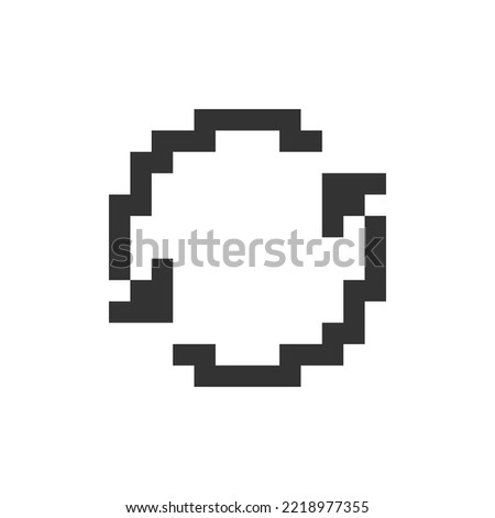 Synchronization pixelated ui icon. Rotating arrows. Sync process. Docking with device. Editable 8bit graphic element. Outline isolated vector user interface image for web, mobile app. Retro style