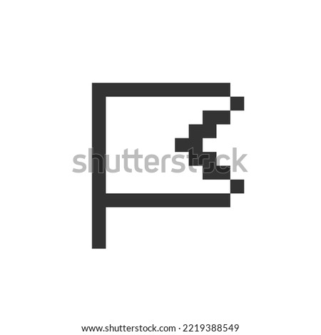 Simple flag for report pixelated ui icon. Reporting bugs and issues. Inappropriate content. Editable 8bit graphic element. Outline isolated vector user interface image for web, mobile app. Retro style