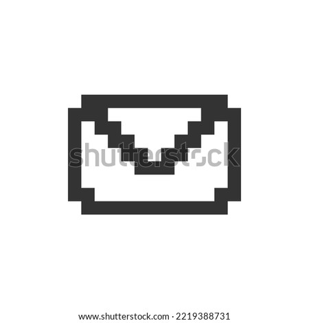 Unread message pixelated ui icon. Text messaging service. Email notification. Editable 8bit graphic element. Outline isolated vector user interface image for web, mobile app. Retro style