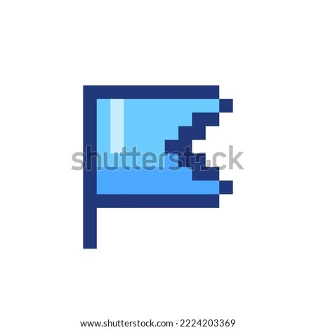 Simple flag for report pixelated RGB color ui icon. Reporting bugs and issues. Simplistic filled 8bit graphic element. Retro style design for arcade, video game art. Editable vector isolated image