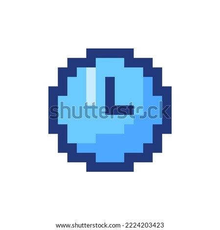 Clock pixelated RGB color ui icon. Set alarm. Tracking time. Snooze feature. Simplistic filled 8bit graphic element. Retro style design for arcade, video game art. Editable vector isolated image