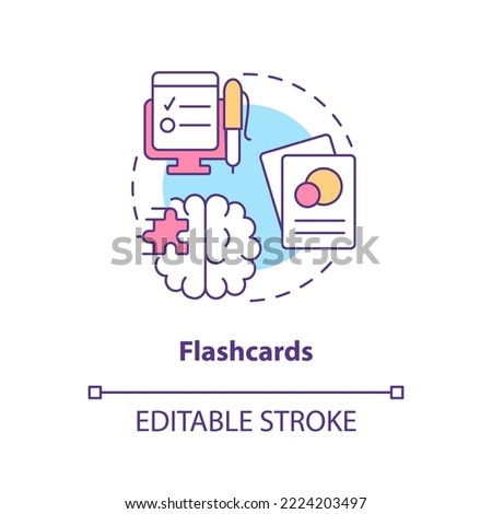 Learning flashcards concept icon. Visualize information. Memorization techniques abstract idea thin line illustration. Isolated outline drawing. Editable stroke. Arial, Myriad Pro-Bold fonts used