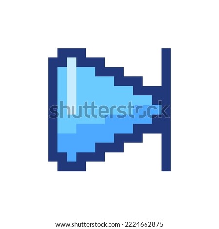 Skip next button pixelated RGB color ui icon. Music player bar. Play multimedia. Simplistic filled 8bit graphic element. Retro style design for arcade, video game art. Editable vector isolated image