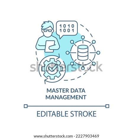 Master data management turquoise concept icon. Information technology abstract idea thin line illustration. Isolated outline drawing. Editable stroke. Arial, Myriad Pro-Bold fonts used