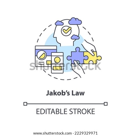 Jakob Nielsen law concept icon. Pattern usage. Mental model in user experience design abstract idea thin line illustration. Isolated outline drawing. Editable stroke. Arial, Myriad Pro-Bold fonts used