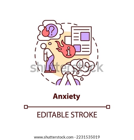 Anxiety concept icon. Information overload. Binge reading news problem abstract idea thin line illustration. Isolated outline drawing. Editable stroke. Arial, Myriad Pro-Bold fonts used
