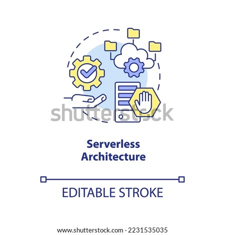Serverless architecture concept icon. Web production. Trend in website development abstract idea thin line illustration. Isolated outline drawing. Editable stroke. Arial, Myriad Pro-Bold fonts used
