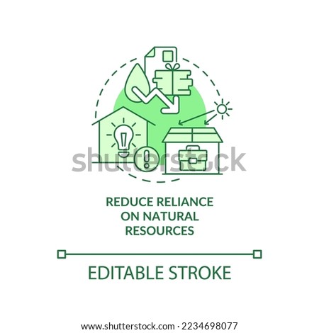 Reduce reliance on natural resources green concept icon. Prosumers habits abstract idea thin line illustration. Isolated outline drawing. Editable stroke. Arial, Myriad Pro-Bold fonts used