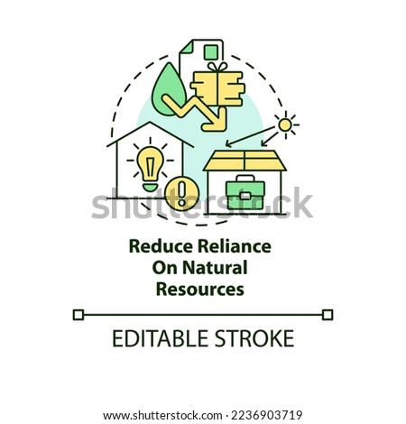 Reduce reliance on natural resources concept icon. Environmental responsible company abstract idea thin line illustration. Isolated outline drawing. Editable stroke. Arial, Myriad Pro-Bold fonts used