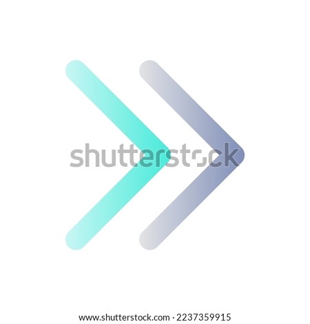 Right double arrow flat gradient color ui icon. Guillemets. Fast forward button. Speed up. Simple filled pictogram. GUI, UX design for mobile application. Vector isolated RGB illustration