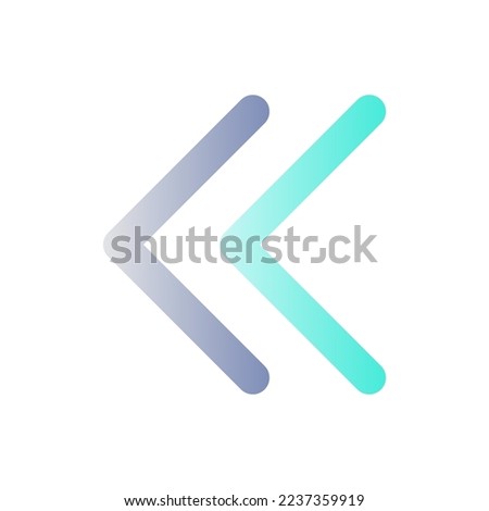 Left double arrow flat gradient color ui icon. Guillemets. Double chevrons. Fast reverse button. Simple filled pictogram. GUI, UX design for mobile application. Vector isolated RGB illustration