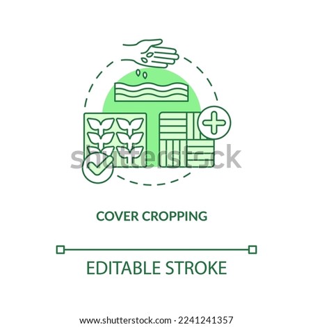 Cover cropping green concept icon. Protective plants. Regenerative agriculture abstract idea thin line illustration. Isolated outline drawing. Editable stroke. Arial, Myriad Pro-Bold fonts used