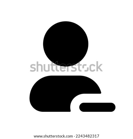 Remove contact black glyph ui icon. Delete unwanted user. Address book. User interface design. Silhouette symbol on white space. Solid pictogram for web, mobile. Isolated vector illustration