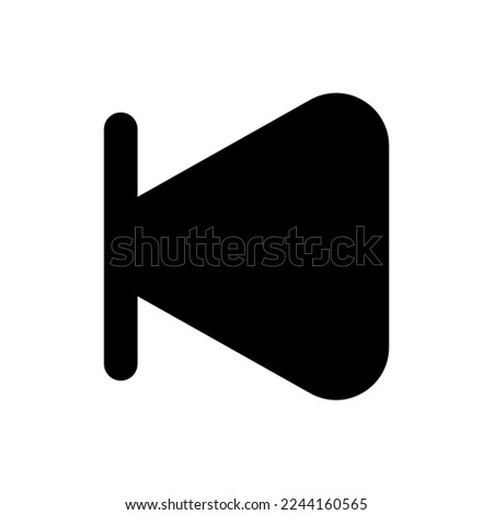 Skip previous button black glyph ui icon. Music player. Playing multimedia file. User interface design. Silhouette symbol on white space. Solid pictogram for web, mobile. Isolated vector illustration