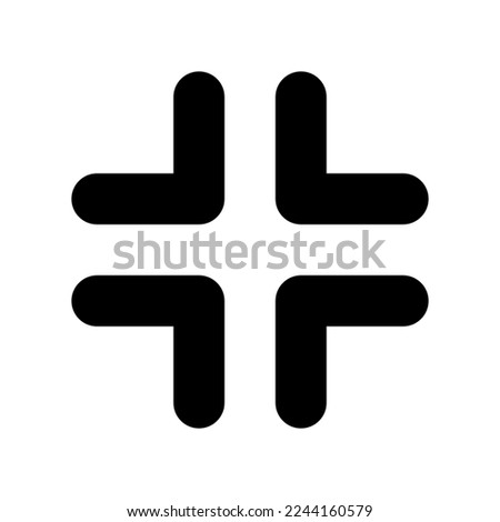 Exit full screen black glyph ui icon. Video player bar. Get out fullscreen mode. User interface design. Silhouette symbol on white space. Solid pictogram for web, mobile. Isolated vector illustration