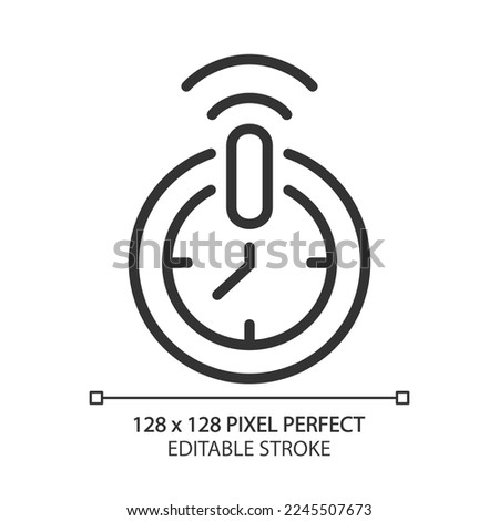 Automatic shut off timer pixel perfect linear icon. Countdown home appliance. Devices control. Internet of things. Thin line illustration. Contour symbol. Vector outline drawing. Editable stroke