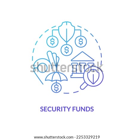 Security funds blue gradient concept icon. Safety of banking service. Choosing credit union abstract idea thin line illustration. Isolated outline drawing. Myriad Pro-Bold font used