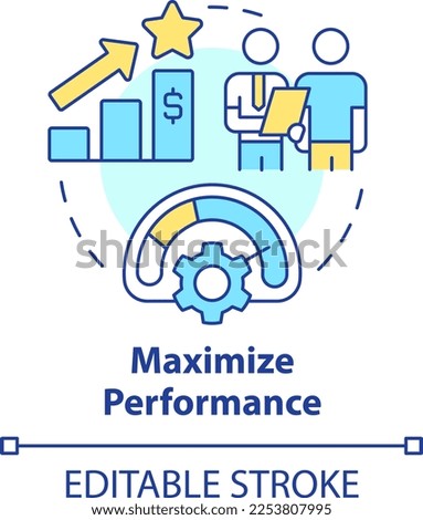 Maximize performance concept icon. Improve process. Treasury management benefit abstract idea thin line illustration. Isolated outline drawing. Editable stroke. Arial, Myriad Pro-Bold fonts used