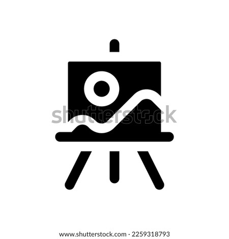 Easel stand for art class black glyph ui icon. Painting course. Art exhibition. User interface design. Silhouette symbol on white space. Solid pictogram for web, mobile. Isolated vector illustration