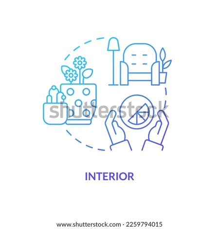 Interior blue gradient concept icon. Visual sense in retail experience abstract idea thin line illustration. Encourage customers to stay. Isolated outline drawing. Myriad Pro-Bold font used