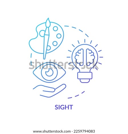 Sight blue gradient concept icon. Sensory receptor in advertising abstract idea thin line illustration. Well-designed logo. Color scheme. Isolated outline drawing. Myriad Pro-Bold font used