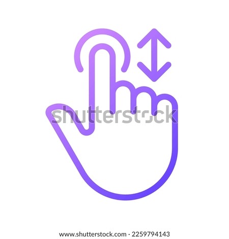 Scrolling vertically gradient linear vector icon. Move down and up. Touchscreen control gesture. Device navigation. Thin line color symbol. Modern style pictogram. Vector isolated outline drawing