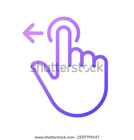 Move to left gradient linear vector icon. Digital device interaction. Touchscreen and touchpad control. Swipe and slide. Thin line color symbol. Modern style pictogram. Vector isolated outline drawing