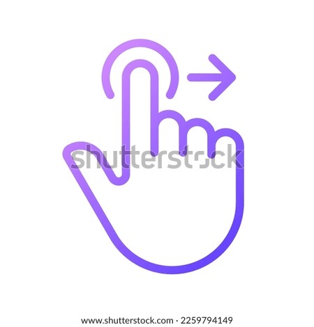 Move to right gradient linear vector icon. Smartphone interaction. Touchscreen and touchpad control. Swipe and slide. Thin line color symbol. Modern style pictogram. Vector isolated outline drawing
