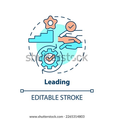 Leading concept icon. Sustainable approach. DEI program maturity stage abstract idea thin line illustration. Isolated outline drawing. Editable stroke. Arial, Myriad Pro-Bold fonts used