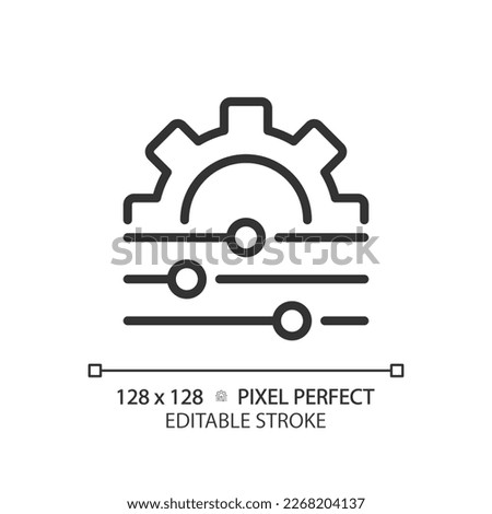 Adjustment pixel perfect linear icon. Personal changes. System regulation. Switch level. Customization and alignment. Thin line illustration. Contour symbol. Vector outline drawing. Editable stroke