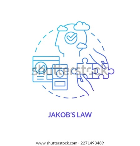 Jakob Nielsen law blue gradient concept icon. Internet user experience. Mental model. Psychology in UX design abstract idea thin line illustration. Isolated outline drawing. Myriad Pro-Bold font used