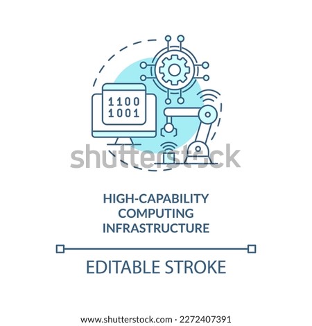 High capability computing infrastructure turquoise concept icon. State IT funding abstract idea thin line illustration. Isolated outline drawing. Editable stroke. Arial, Myriad Pro-Bold fonts used