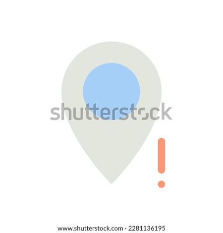 Wrong pin location flat color ui icon. Missing address, place on map. GPS navigation. Positional error. Simple filled element for mobile app. Colorful solid pictogram. Vector isolated RGB illustration