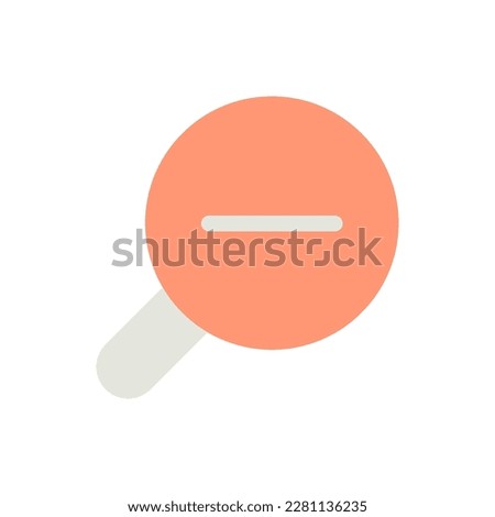 Magnifying glass with minus for map flat color ui icon. Magnifier tool. Zoom out text. GPS navigation. Simple filled element for mobile app. Colorful solid pictogram. Vector isolated RGB illustration