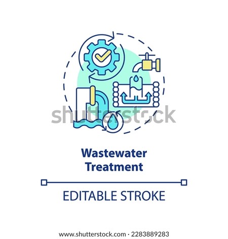 Wastewater treatment concept icon. Eliminate contaminants. Dirty water processing abstract idea thin line illustration. Isolated outline drawing. Editable stroke. Arial, Myriad Pro-Bold fonts used